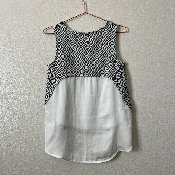 Anthropologie Deletta geometrical jacquard twofer layered tank top black white - Picture 3 of 5